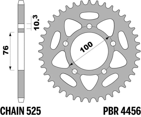 EK kettingkit 525 SRX2 14/44 – 116 schakels, PBR aluminium achtertandwiel – art. 3070271