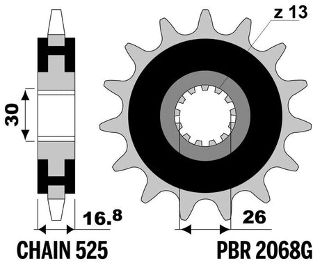 EK kettingkit 525 ZVX3 16/42 – 114 schakels, PBR stalen achtertandwiel – art. 3070301