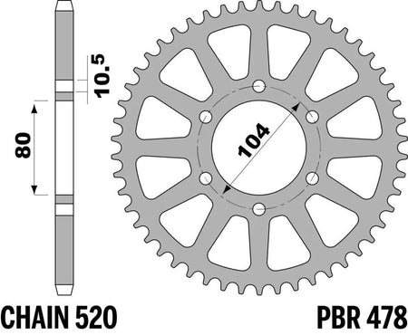 EK kettingkit 520 SRX2 14/48 – 114 schakels, PBR stalen achtertandwiel – art. 3070314