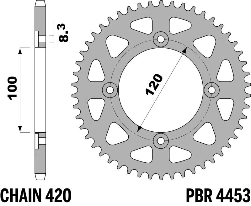 EK kettingkit 420 SR 11/50 – 132 schakels, PBR aluminium achtertandwiel