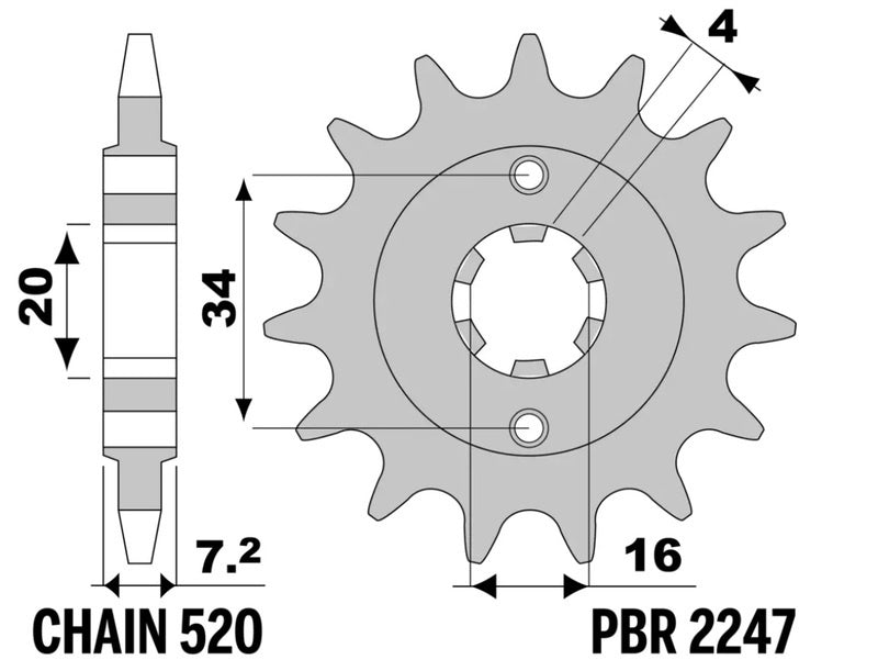 EK kettingkit 520 SRX2 13/45 – 112 schakels, PBR aluminium achtertandwiel – art. 3070320