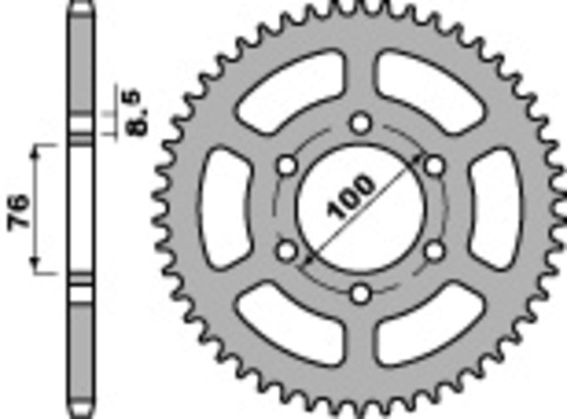 EK kettingkit 428 ZVX 14/48 – 132 schakels, PBR stalen achtertandwiel