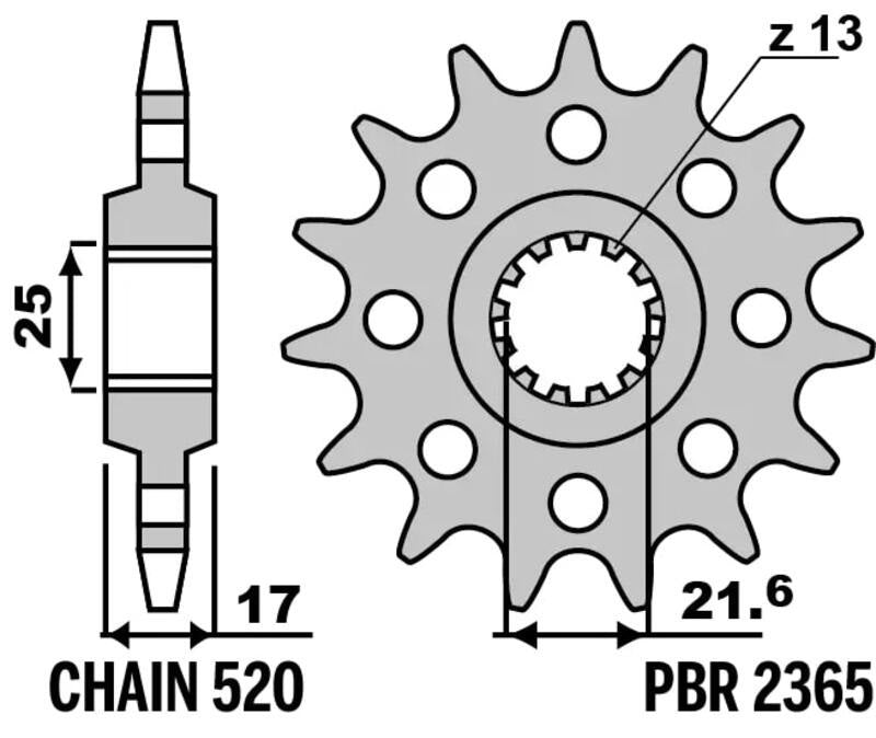 EK kettingkit 520 MVXZ2 15/41 – 112 schakels, PBR stalen achtertandwiel