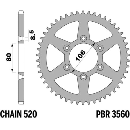 EK kettingkit 520 H 15/45 – 112 schakels, PBR stalen achtertandwiel