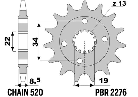 EK kettingkit 520 SRX2 15/45 – 116 schakels, PBR stalen achtertandwiel – art. 3070404