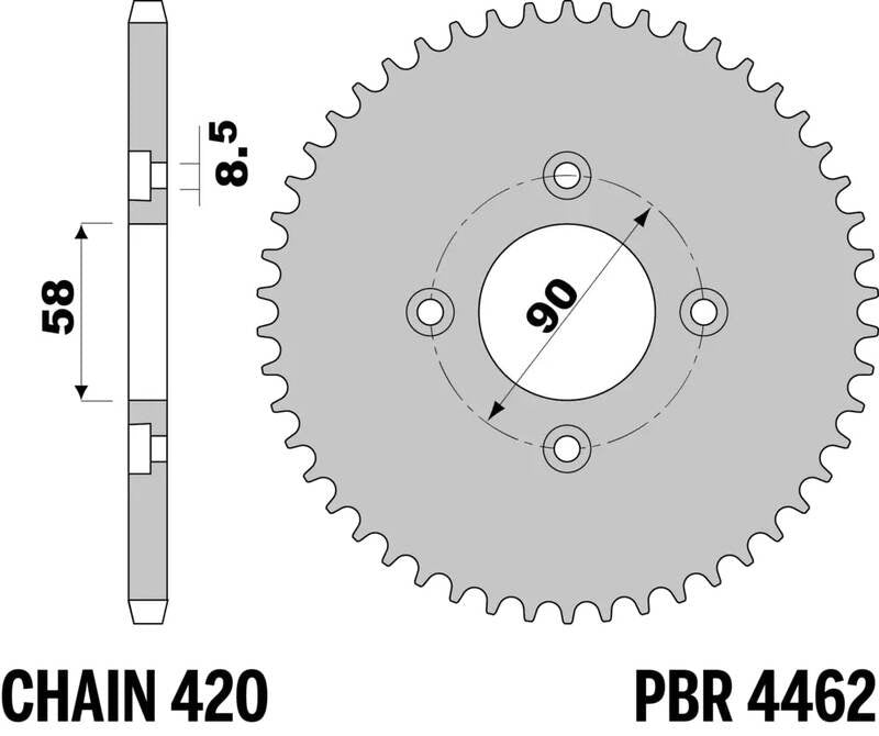 EK kettingkit 428 DEH 15/34 – 110 schakels, PBR stalen achtertandwiel