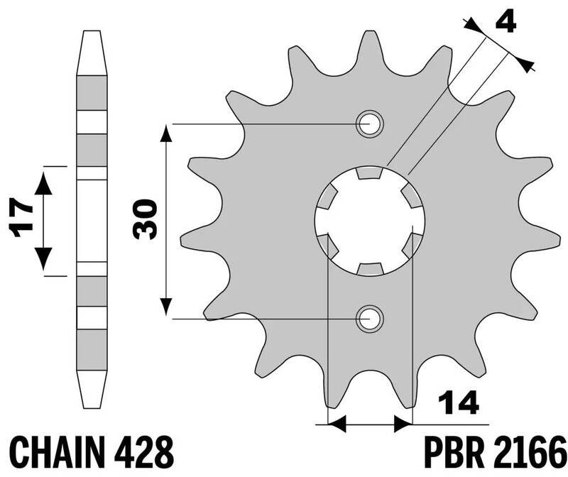 EK kettingkit 428 DEH 15/37 – 124 schakels, PBR stalen achtertandwiel – art. 3070425