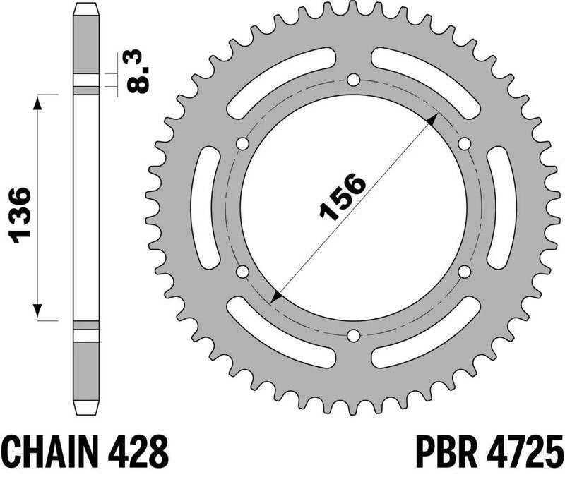 EK kettingkit 428 DEH 14/57 – 136 schakels, PBR aluminium achtertandwiel – art. 3070426