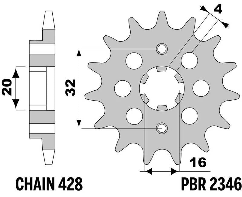 EK kettingkit 428 DEH 14/57 – 136 schakels, PBR aluminium achtertandwiel – art. 3070426