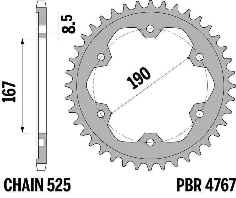 EK kettingkit 525 SRX2 16/50 – 122 schakels, PBR stalen achtertandwiel – art. 3070659