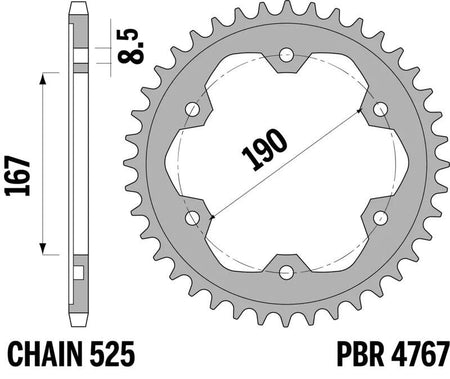 EK kettingkit 525 SRX2 16/50 – 122 schakels, PBR stalen achtertandwiel – art. 3070659