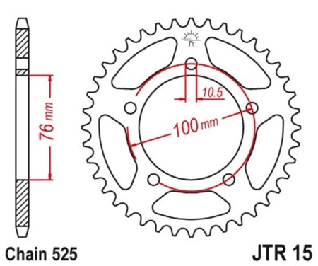 EK kettingkit 525 SRX2 14/42 – 114 schakels, JT stalen achtertandwiel