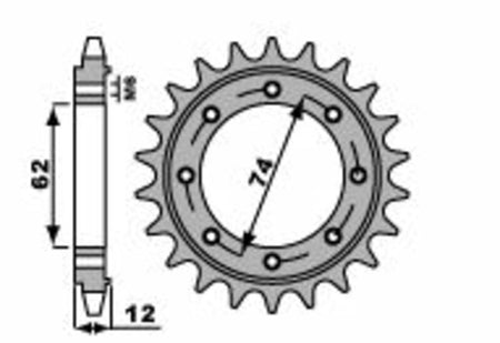 EK kettingkit 525 SROZ2 22/47 – 116 schakels, PBR stalen achtertandwiel