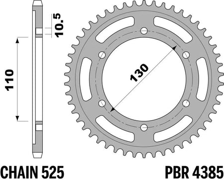 EK kettingkit 525 SRX2 17/44 – 116 schakels, PBR stalen achtertandwiel