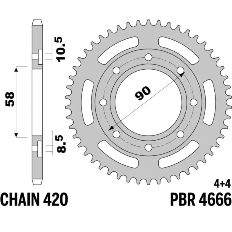 EK kettingkit 420 DEH 15/38 – 110 schakels, PBR stalen achtertandwiel