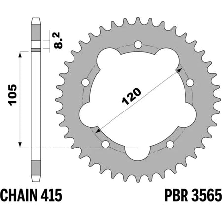 EK kettingkit 420 SR 12/51 – 126 schakels, PBR stalen achtertandwiel