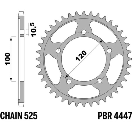 EK kettingkit 525 MVXZ2 15/42 – 110 schakels, PBR stalen achtertandwiel