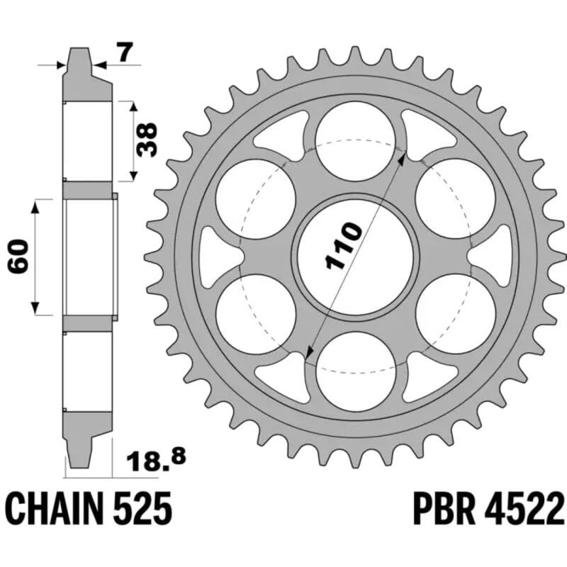 EK kettingkit 525 ZVX3 14/43 – 112 schakels, PBR stalen achtertandwiel