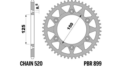 EK kettingkit 520 M3 13/49 – 116 schakels, PBR stalen achtertandwiel – art. 3070990