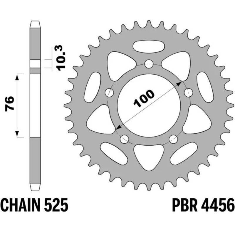 EK kettingkit 525 MVXZ2 14/43 – 110 schakels, PBR stalen achtertandwiel