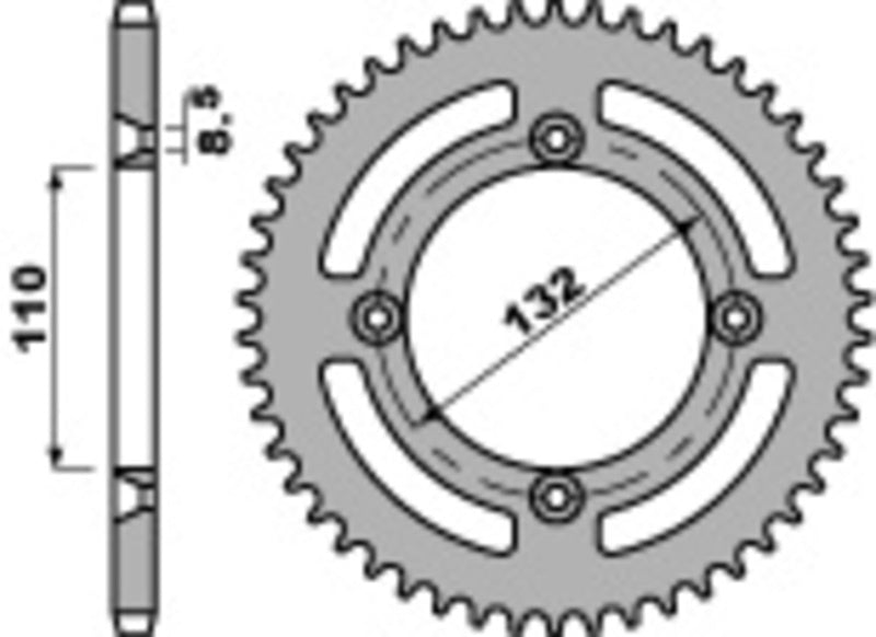 EK kettingkit 428 SHDR 13/46 – 122 schakels, PBR stalen achtertandwiel