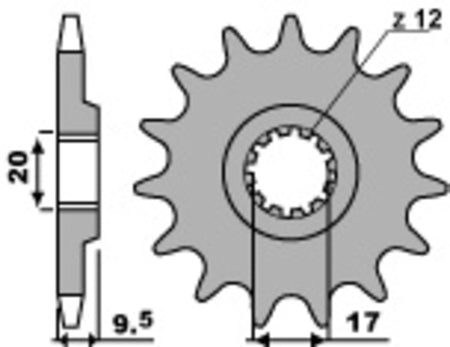 EK kettingkit 428 SHDR 13/46 – 122 schakels, PBR aluminium achtertandwiel