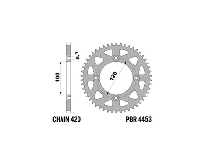 EK kettingkit 420 SR 11/50 – 126 schakels, PBR aluminium achtertandwiel