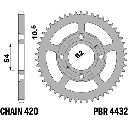 EK kettingkit 420 SR 11/47 – 132 schakels, PBR stalen achtertandwiel