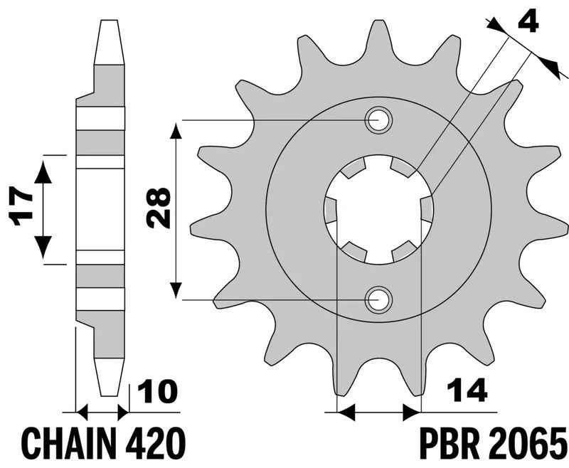 EK kettingkit 420 SR 12/52 – 130 schakels, PBR stalen achtertandwiel