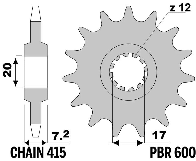 EK kettingkit 420 SR 11/48 – 126 schakels, PBR stalen achtertandwiel – art. 3071201