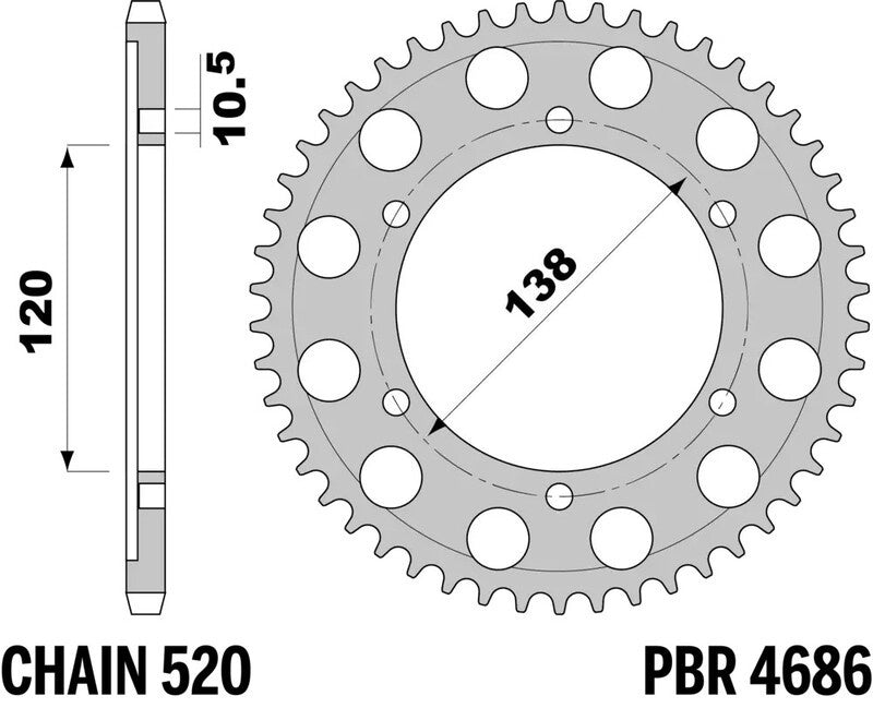 EK kettingkit 520 SRX2 14/45 – 108 schakels, PBR stalen achtertandwiel – art. 3071230