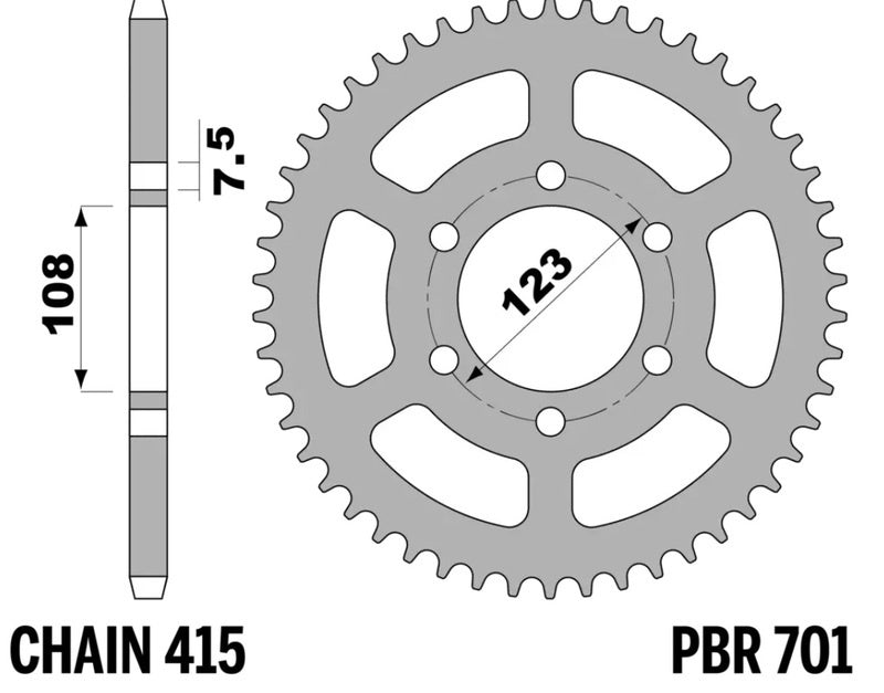 EK kettingkit 415 RR 13/50 – 126 schakels, PBR stalen achtertandwiel