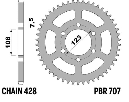 EK kettingkit 428 DEH 12/49 – 132 schakels, PBR stalen achtertandwiel
