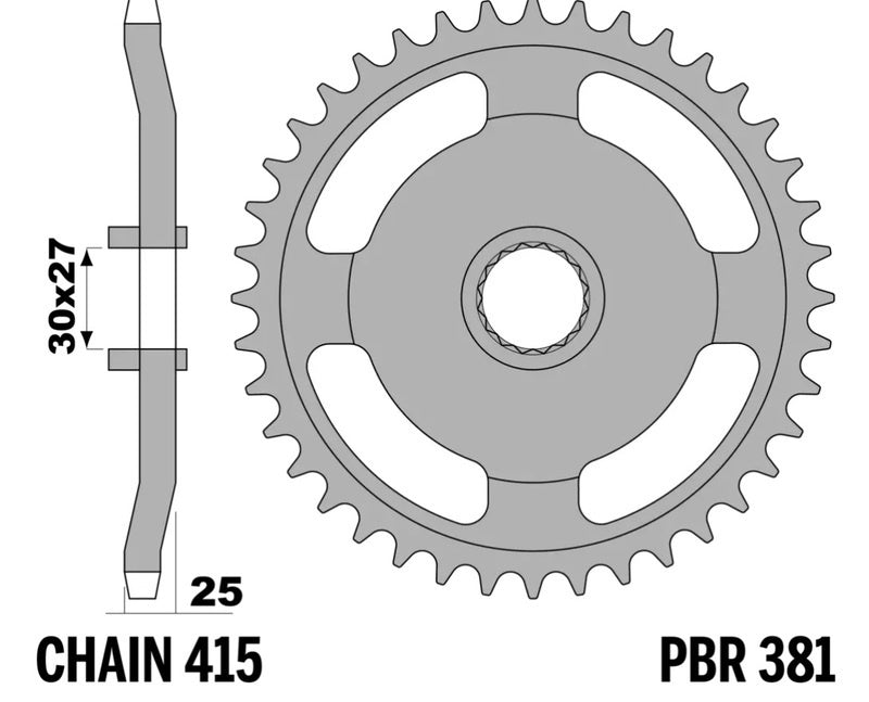 EK kettingkit 415 RR 13/37 – 110 schakels, PBR stalen achtertandwiel
