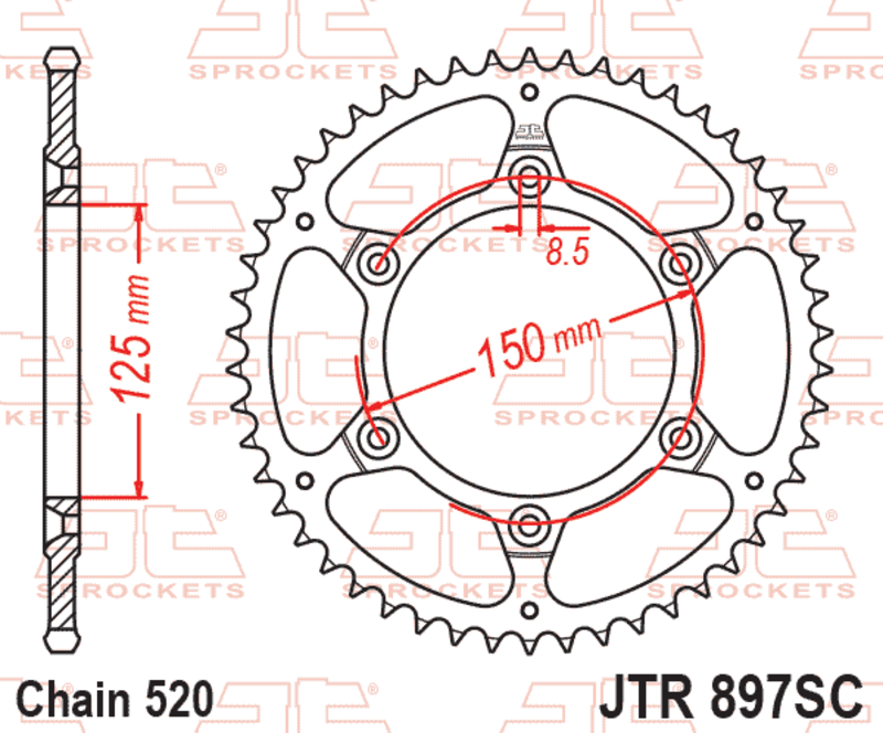EK kettingkit 520 SRX2 15/48 – 114 schakels, JT zelfreinigend achtertandwiel