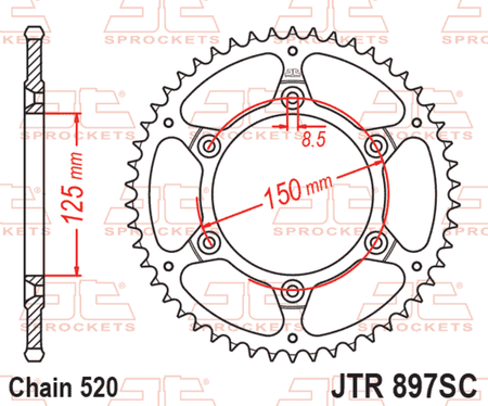 EK kettingkit 520 SRX2 15/48 – 114 schakels, JT zelfreinigend achtertandwiel