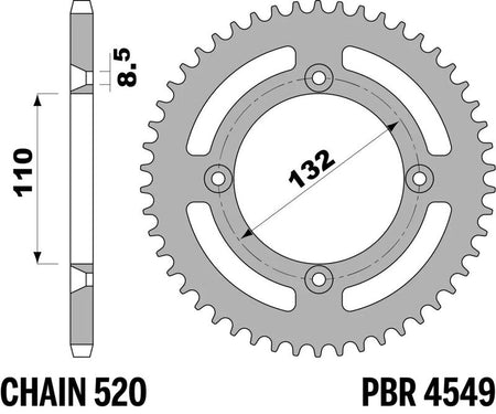 EK kettingkit 520 SRX2 12/48 – 118 schakels, PBR stalen achtertandwiel