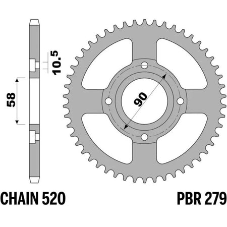 EK kettingkit 520 SRX2 13/40 – 106 schakels, PBR stalen achtertandwiel – art. 3071532