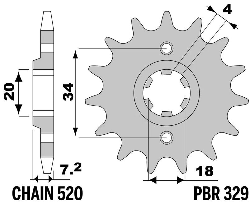 EK kettingkit 520 SRX2 13/40 – 106 schakels, PBR stalen achtertandwiel – art. 3071532