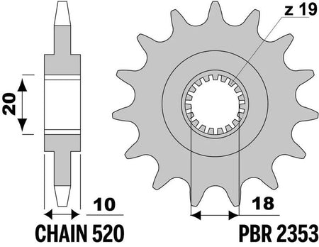 EK kettingkit 520 SRX2 14/46 – 112 schakels, PBR stalen achtertandwiel
