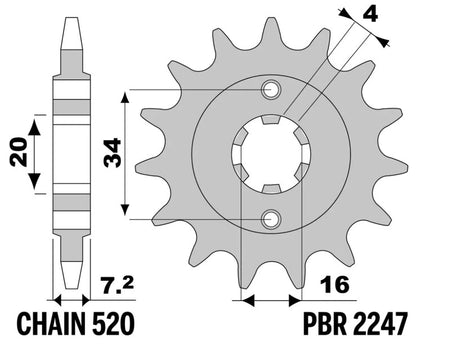 EK kettingkit 520 SRX2 13/45 – 112 schakels, PBR aluminium achtertandwiel – art. 3071551