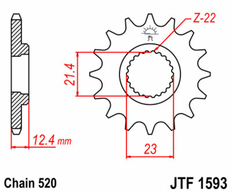 EK kettingkit 520 SRX2 14/38 – 92 schakels, JT stalen achtertandwiel – art. 3071554