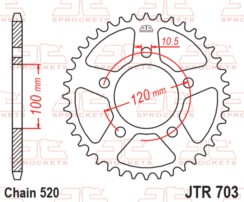 EK kettingkit 520 SRX2 15/42 – 120 schakels, JT stalen achtertandwiel