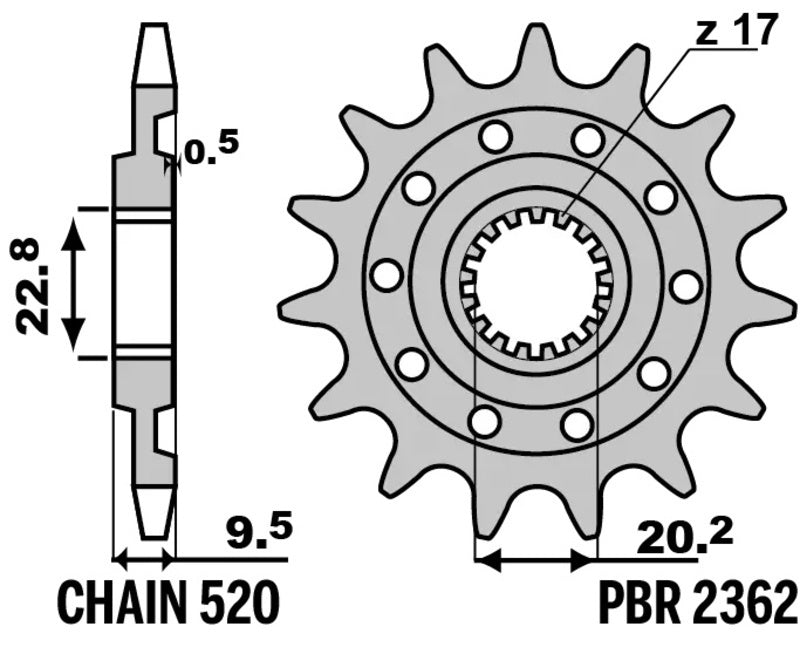 EK kettingkit 520 SRX2 13/49 – 114 schakels, PBR aluminium achtertandwiel – art. 3073163