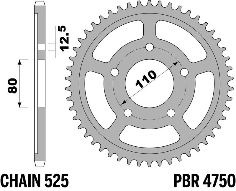 EK kettingkit 525 MVXZ2 16/42 – 124 schakels, PBR stalen achtertandwiel