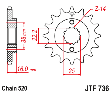EK kettingkit 520 15/46 – 104 schakels, JT stalen achtertandwiel – art. 3073258