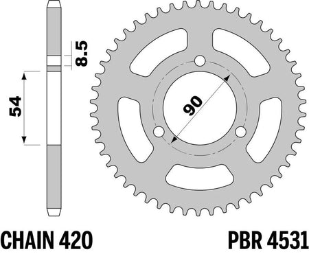 EK kettingkit 420 SR 11/48 – 126 schakels, PBR stalen achtertandwiel – art. 3073290