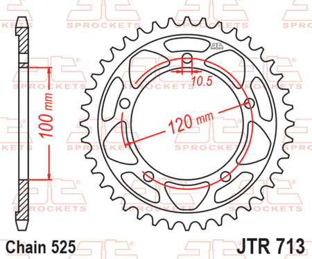 EK kettingkit 525 ZVX3 16/40 – 108 schakels, JT stalen achtertandwiel