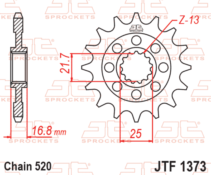 EK kettingkit 520 MVXZ2 16/43 – 114 schakels, JT stalen achtertandwiel