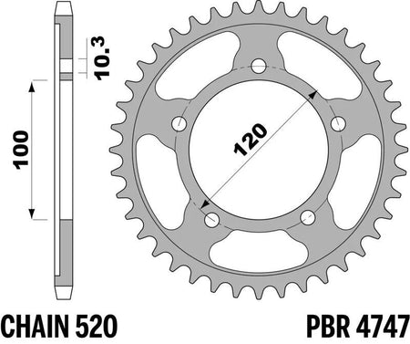 EK kettingkit 520 SRX2 15/44 – 114 schakels, PBR stalen achtertandwiel